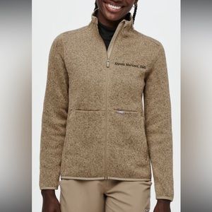 Sweater Knit Figs Jacket in limited edition color Heather Latte.